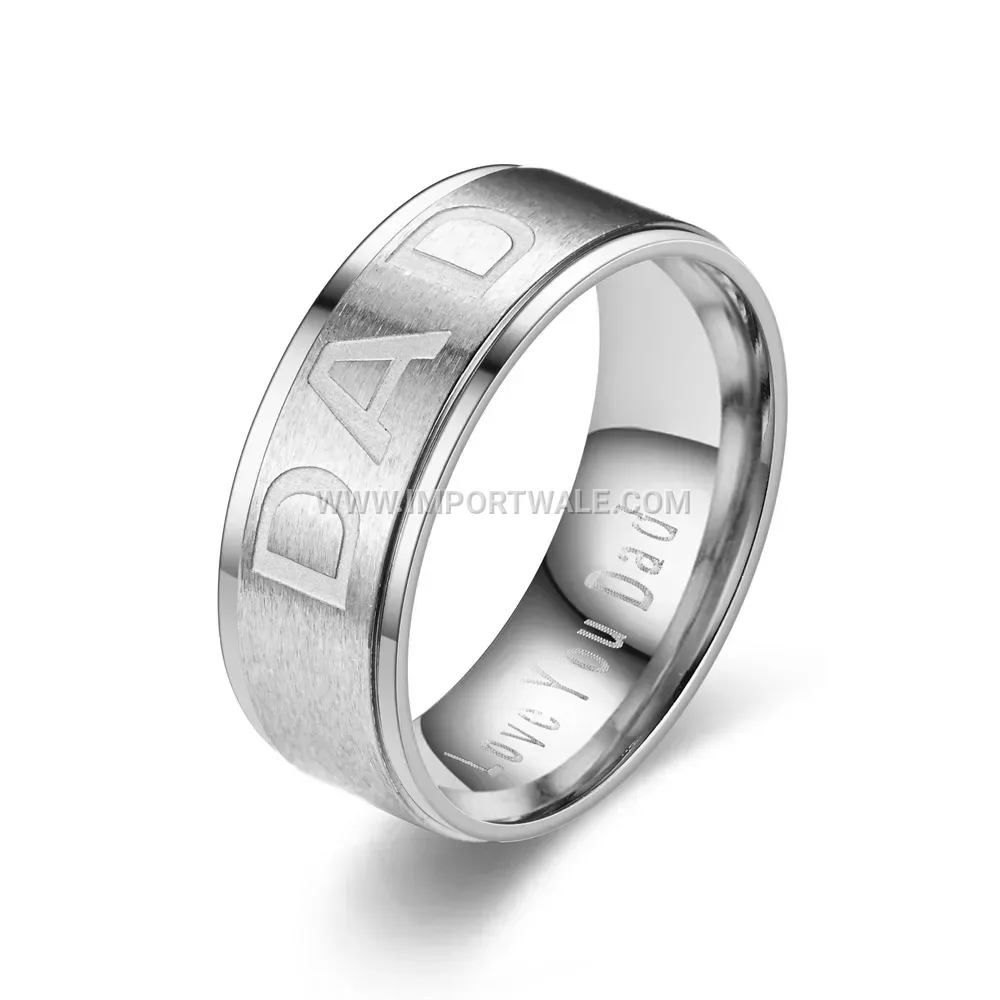 Stainless Steel Engraved Alphabet Letter Band Ring
