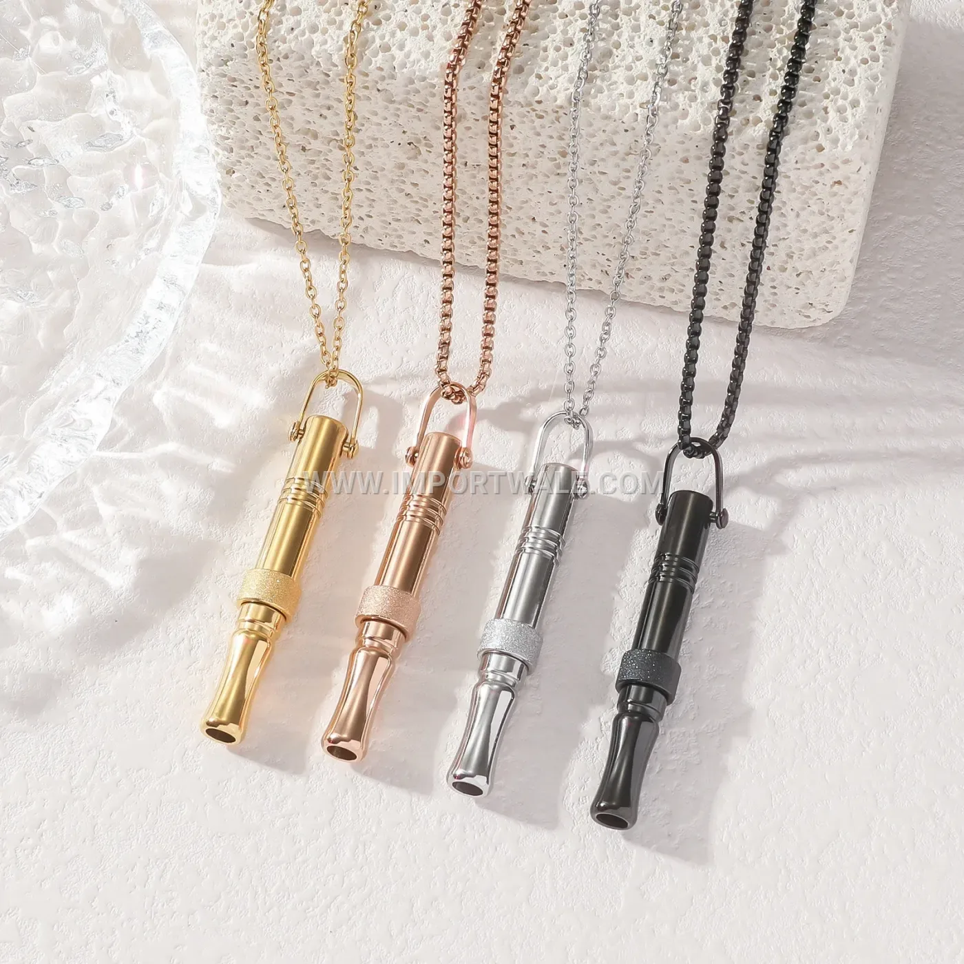Mindful Breathing Whistle Stainless Steel Pendant Necklace
