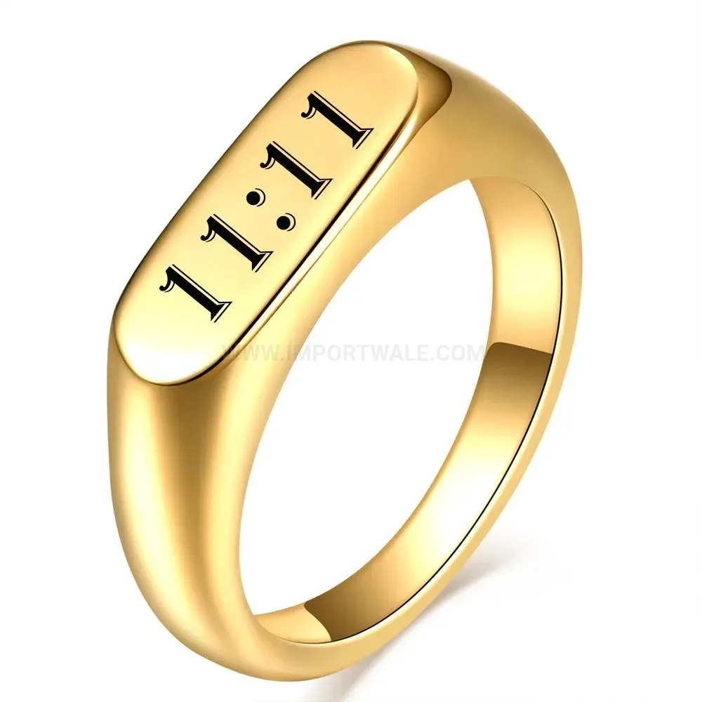 Fashion Engraved Oval Stainless Steel Signet Ring