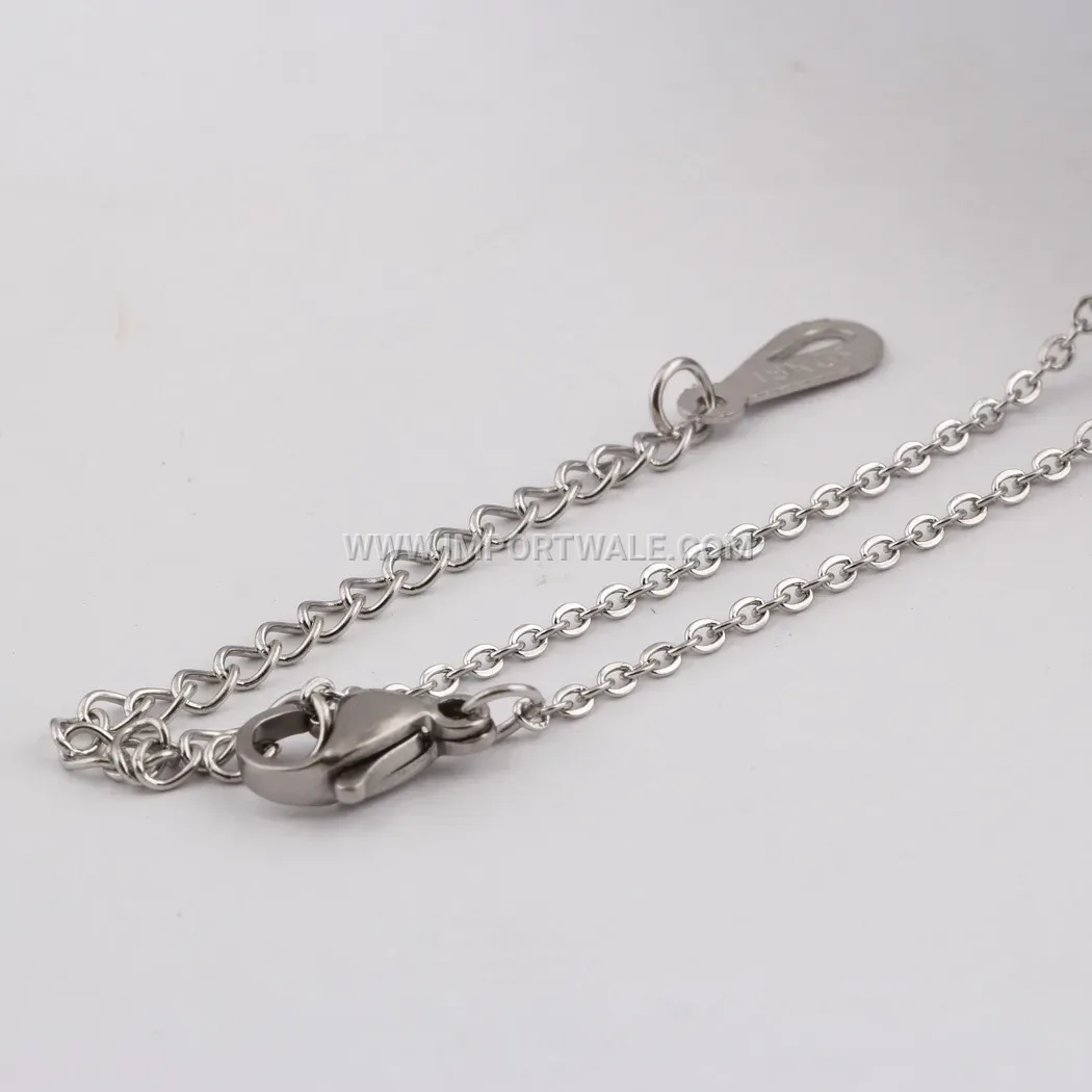 Rose Gold Stainless Steel Square Cubic Zirconia Pendant Necklace