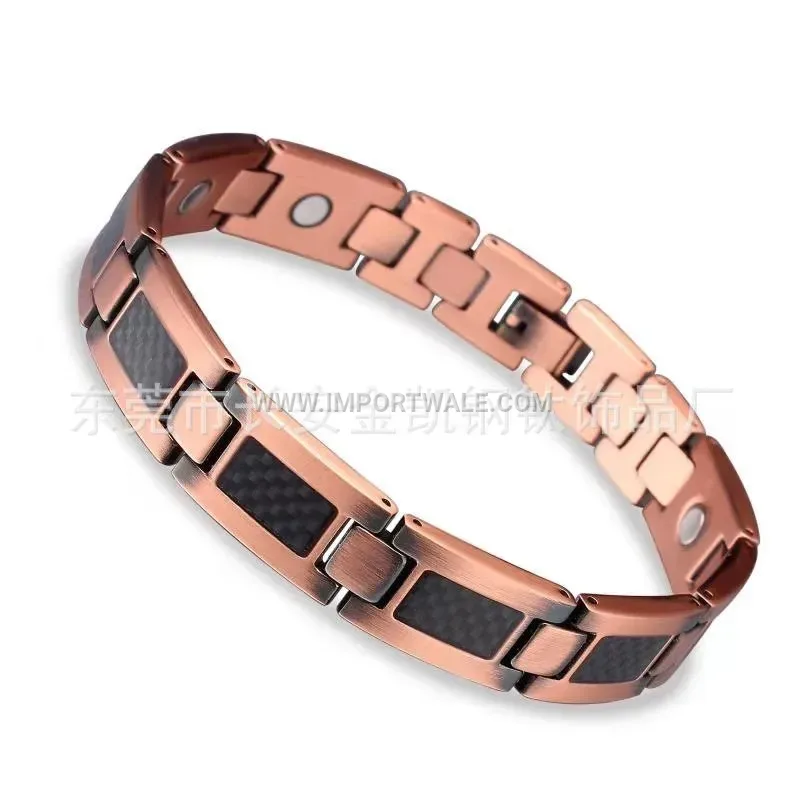 Vintage Red Copper Carbon Fiber Bio Magnetic Bracelet