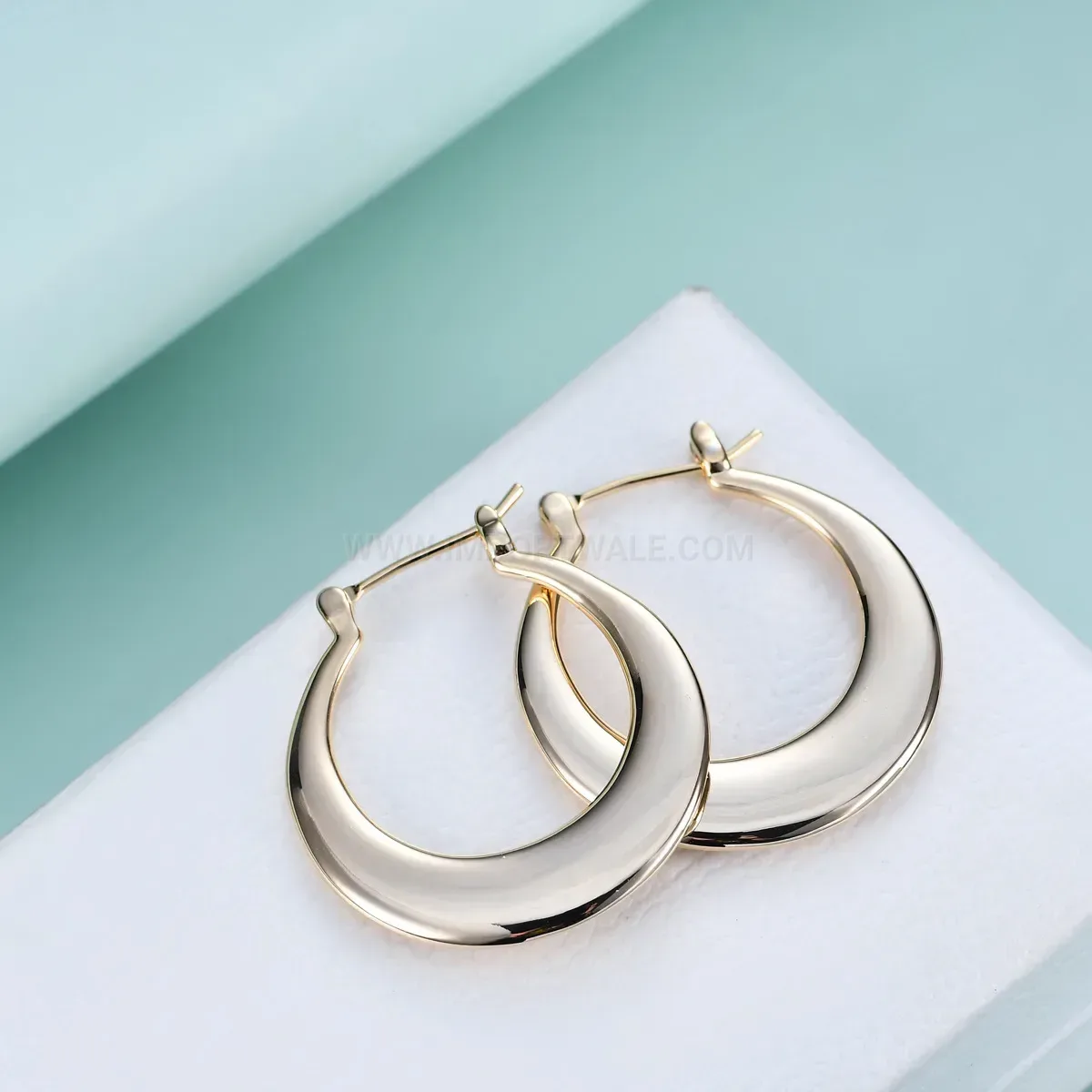 Bold Gold Plated Hollow Semi Circle Stainless Steel Hoop Earrings