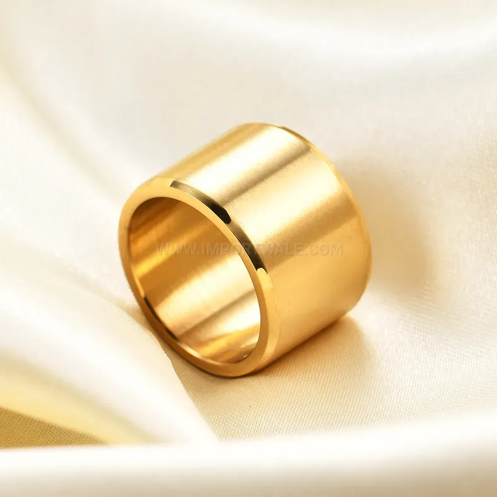 Elegant Brushed Matte Flat Top Stainless Steel Band Ring