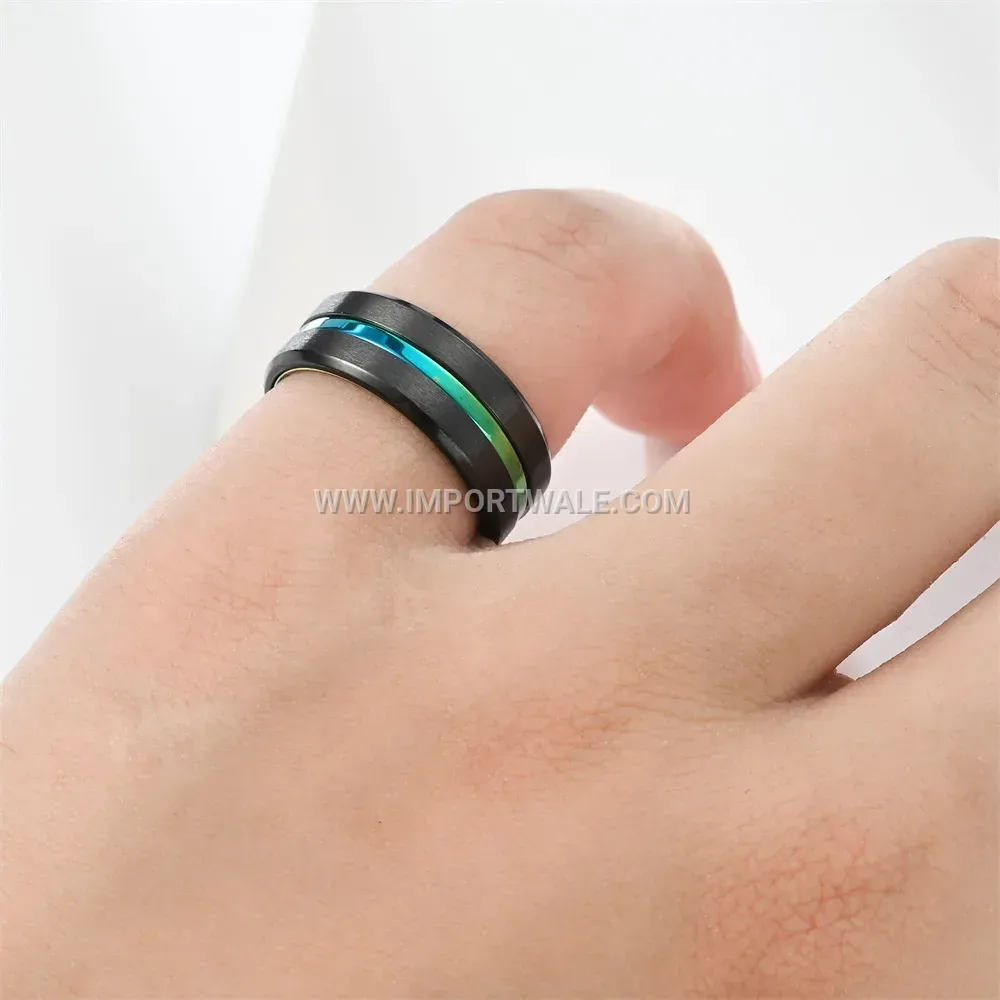 Two-Tone Plated Stainless Steel Band Ring