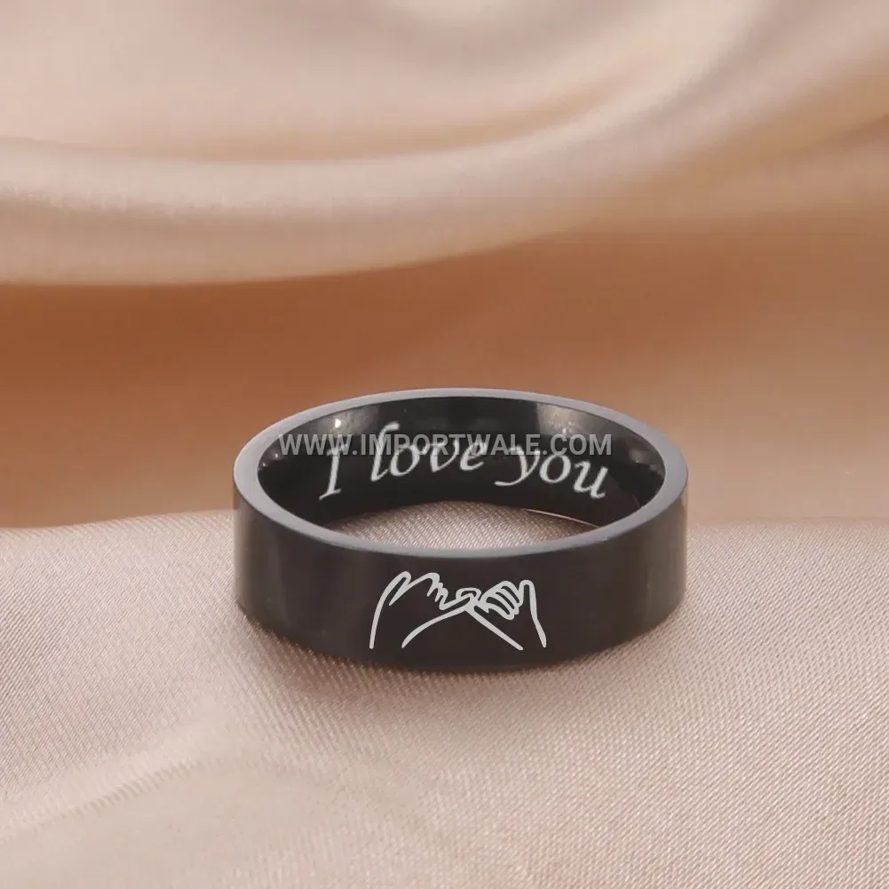 Stainless Steel Hand-in-Hand Couple Motif Band Ring