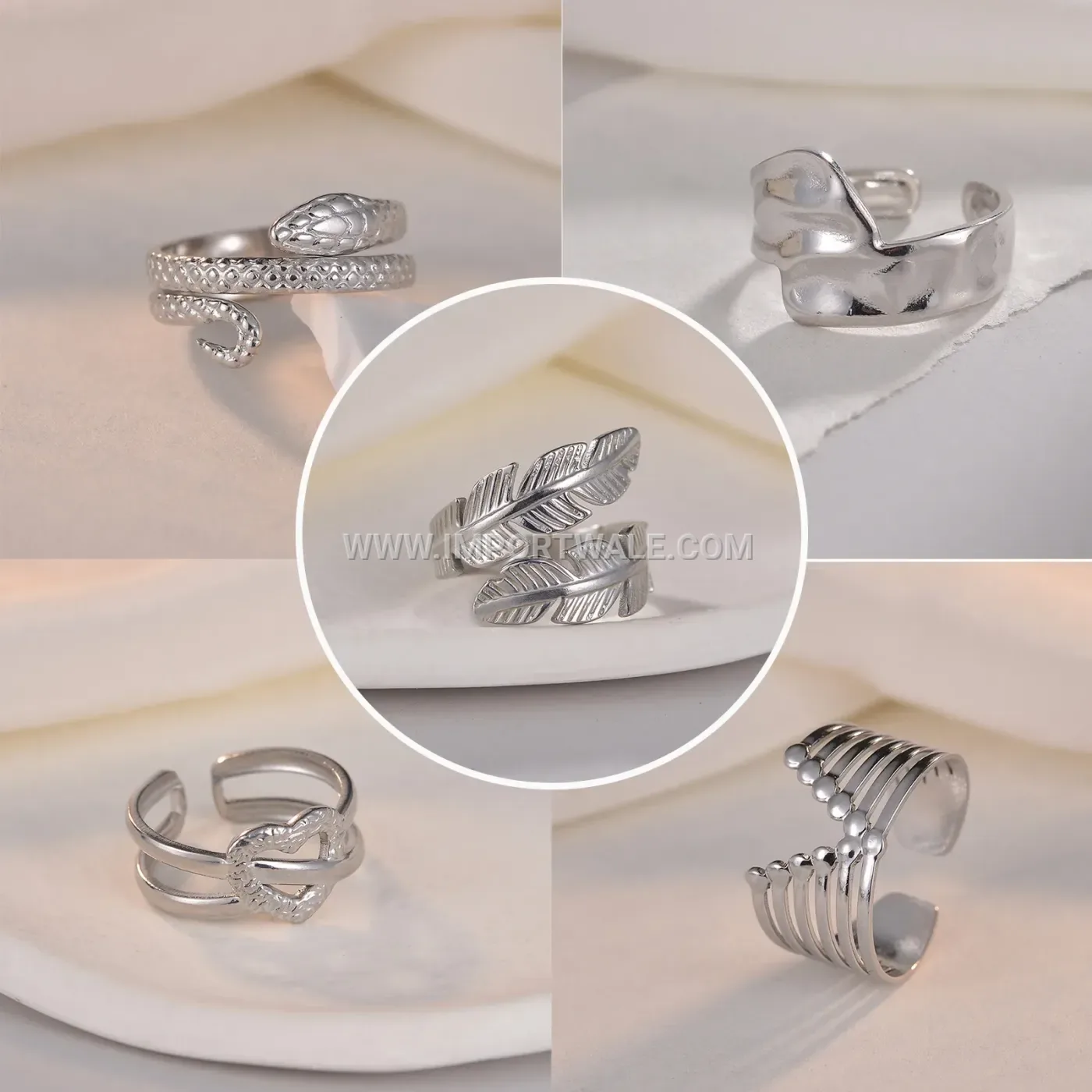 Adjustable Open Stainless Steel Geometric Couple Ring