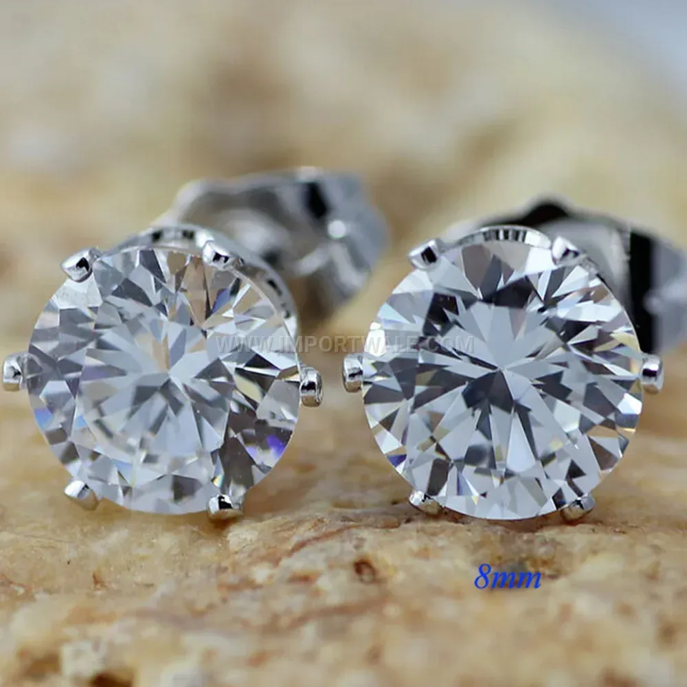 Classic Round Zirconia Inlaid Stud Earrings