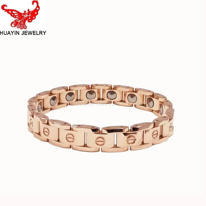 Chic Titanium Steel Germanium Bio Magnetic Couple Bracelet