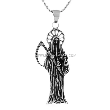 Vintage Grim Reaper Scythe Stainless Steel Pendant