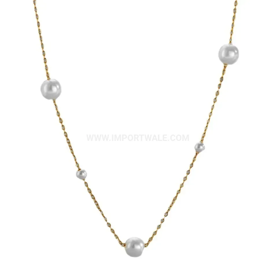 Classic Gold Plated Pearl Strand Clavicle Necklace with Star Pendant