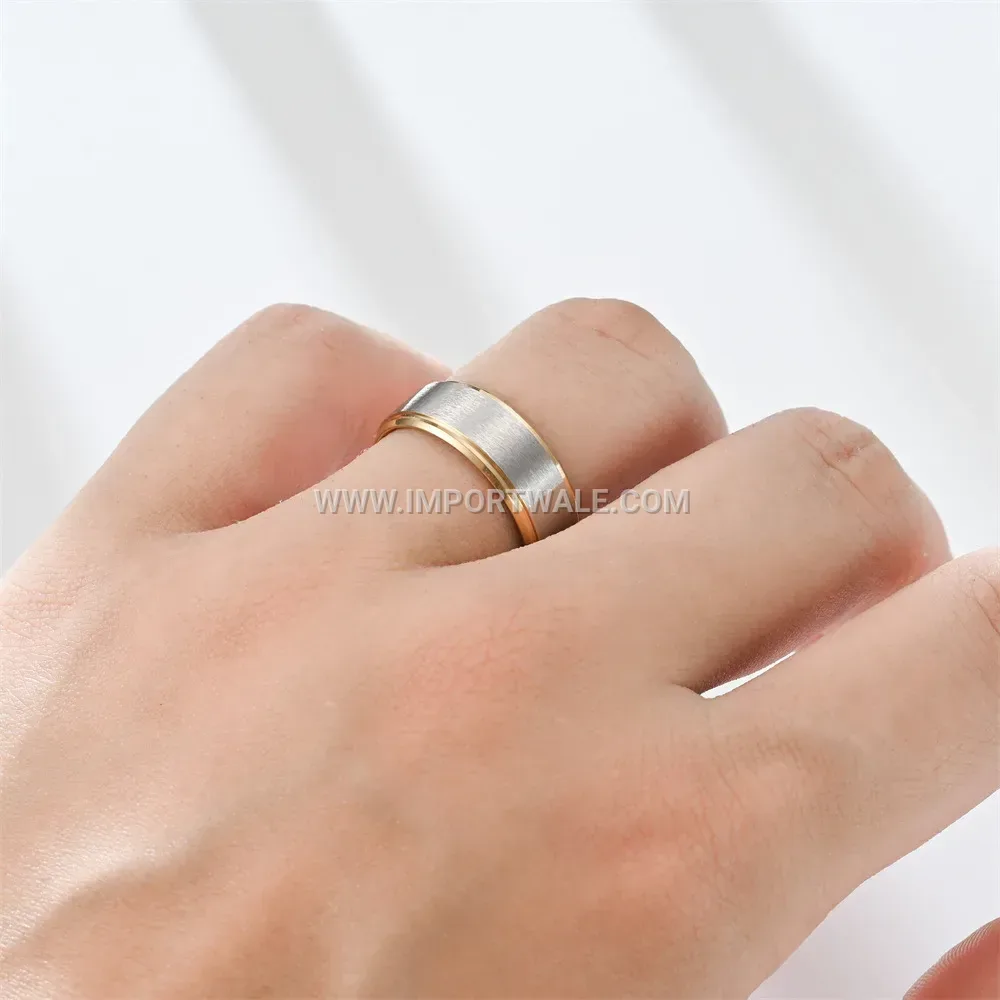 Two Tone Smooth Stainless Steel Pinky Band Ring