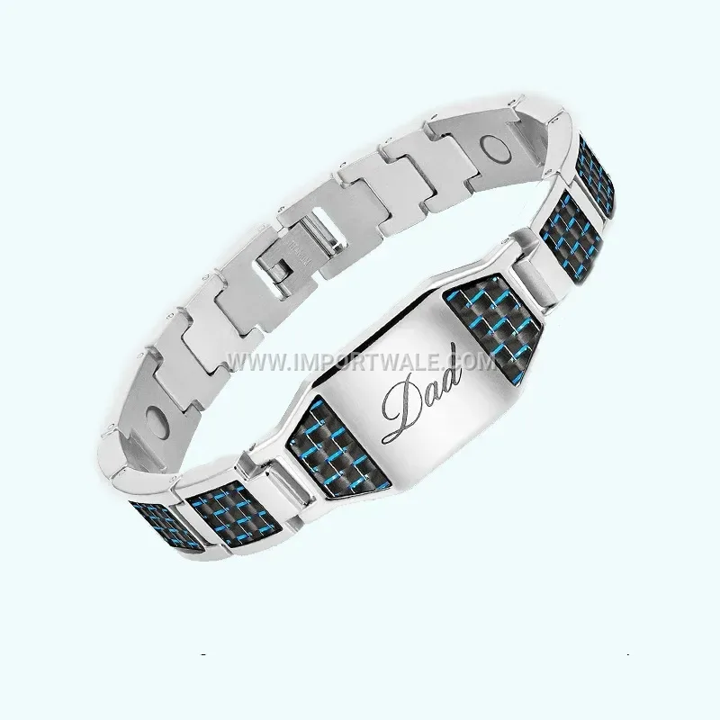 Men's Carbon Fiber Geometric Copper Magnetic Bracelet