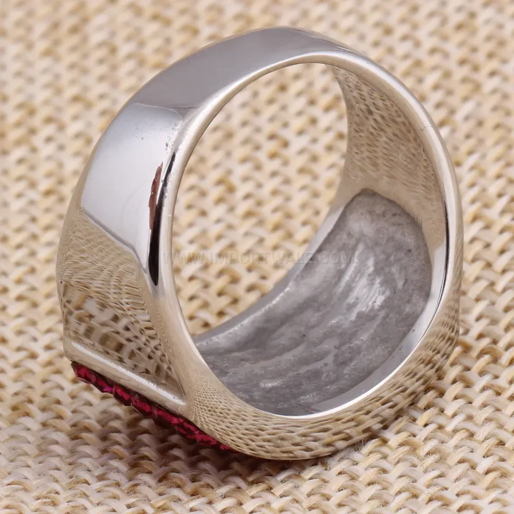 Stainless Steel Pink Crystal Inlaid Band Ring