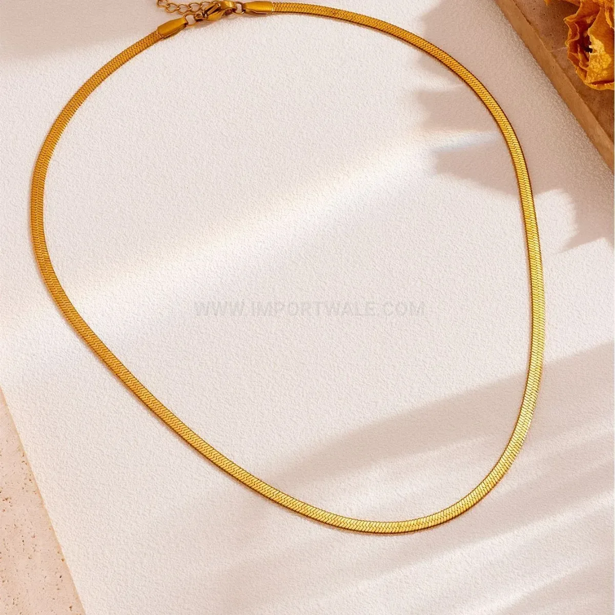 Elegant Minimalist Gold Titanium Steel Snake Chain Necklace