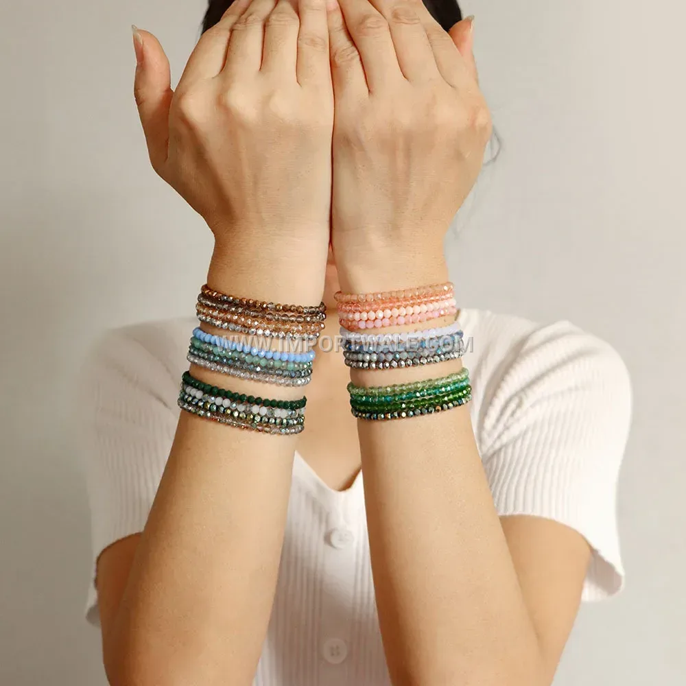 Multi Strand Tricolor Faux Leather Bracelet with Magnetic Clasp