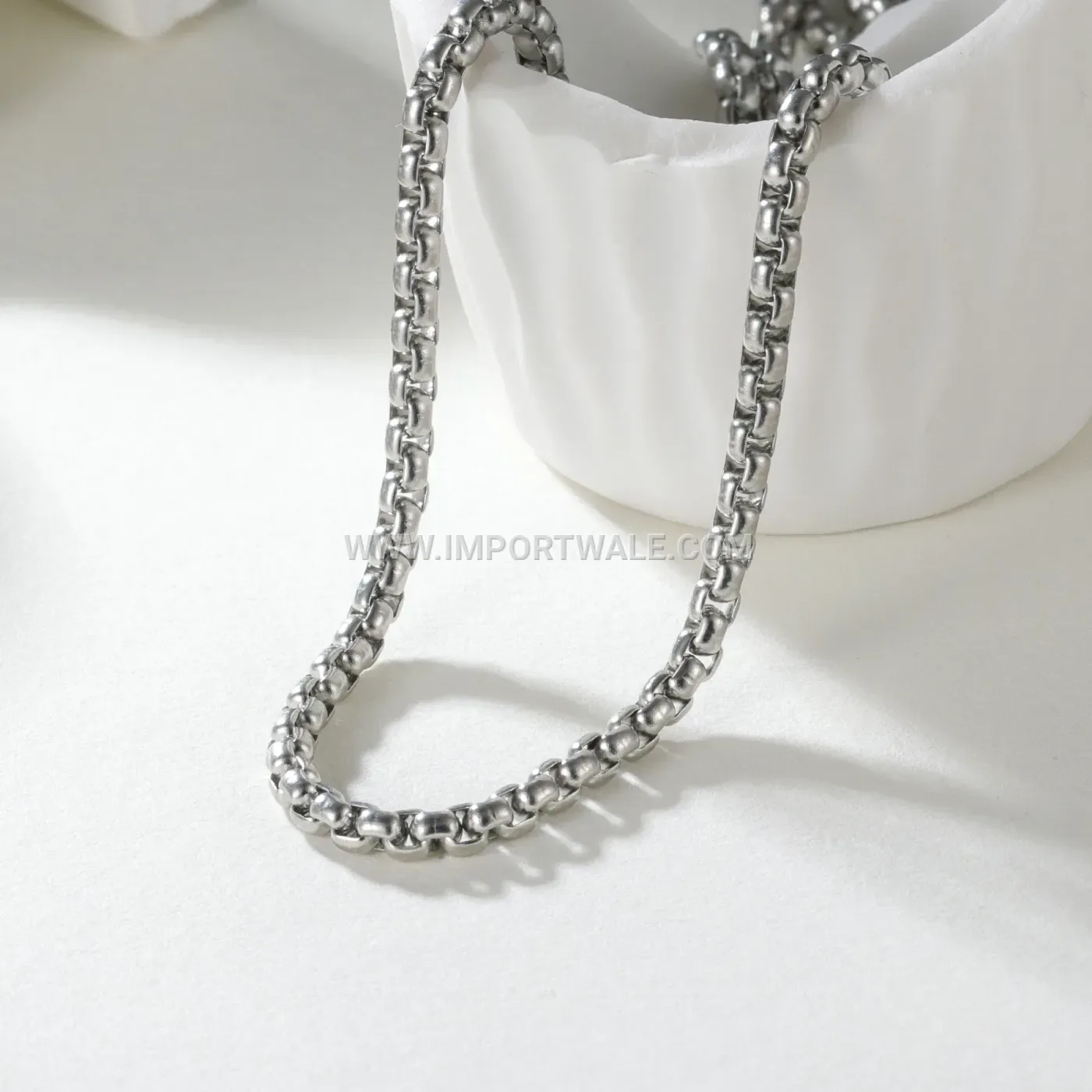Trendy Stainless Steel Square Pearl Chain Necklace