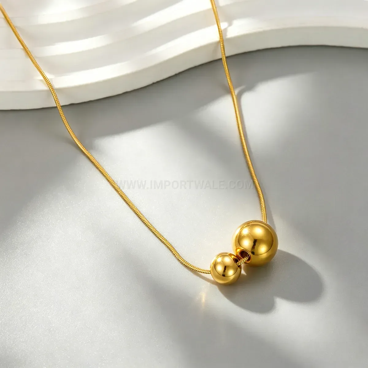 Modern Minimalist Steel Bead Clavicle Chain Necklace for Women
