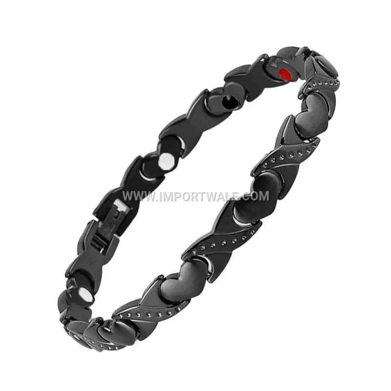 Titanium Steel Magnetic Heart Charm Bracelet for Couples