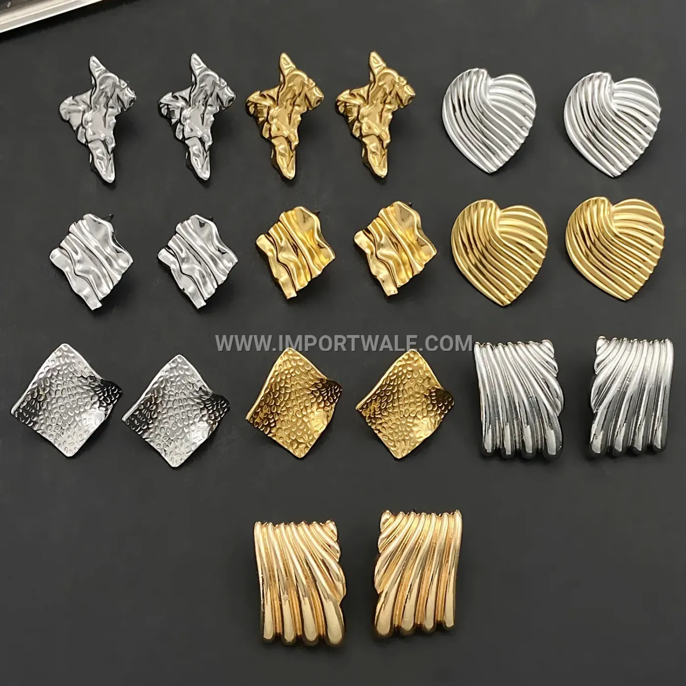 18K Gold Plated Stainless Steel Geometric Stud Earrings