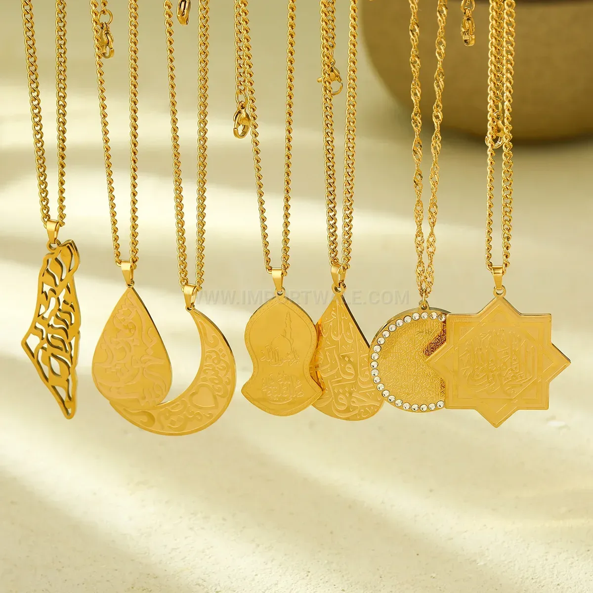 Stainless Steel Palestinian Map Arabic Script Pendant Necklace