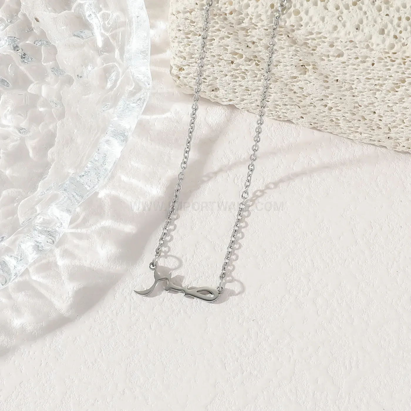 Fashion Stainless Steel Arabic Script Pendant Necklace