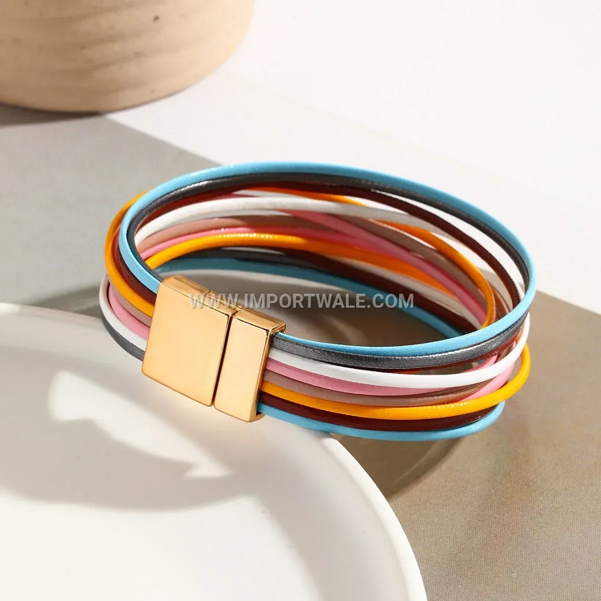 Bohemian Multi Strand PU Leather Wristband Bracelet