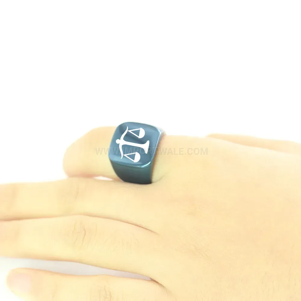 Fashion Engraved Scales of Justice Square Stainless Steel Ring
