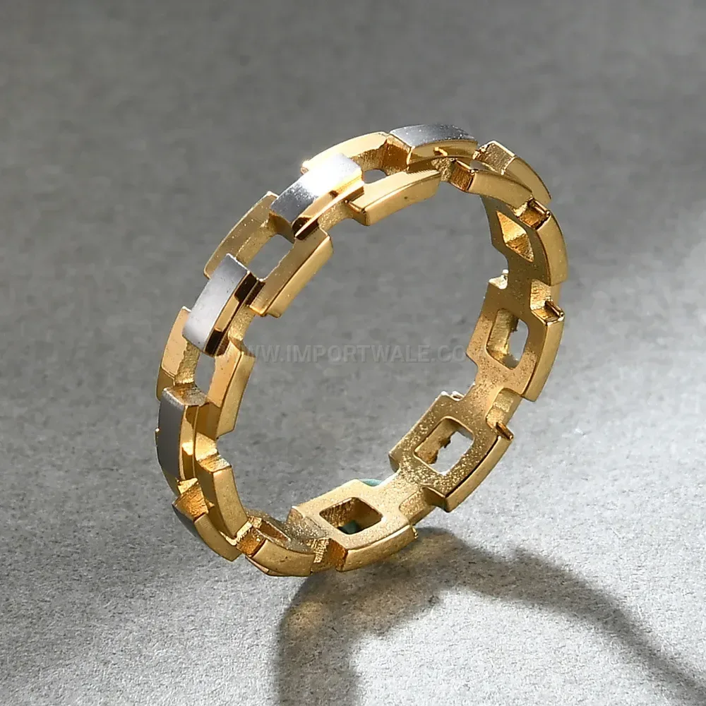 Premium Gold Plated Cutout Cross Stainless Steel Ring