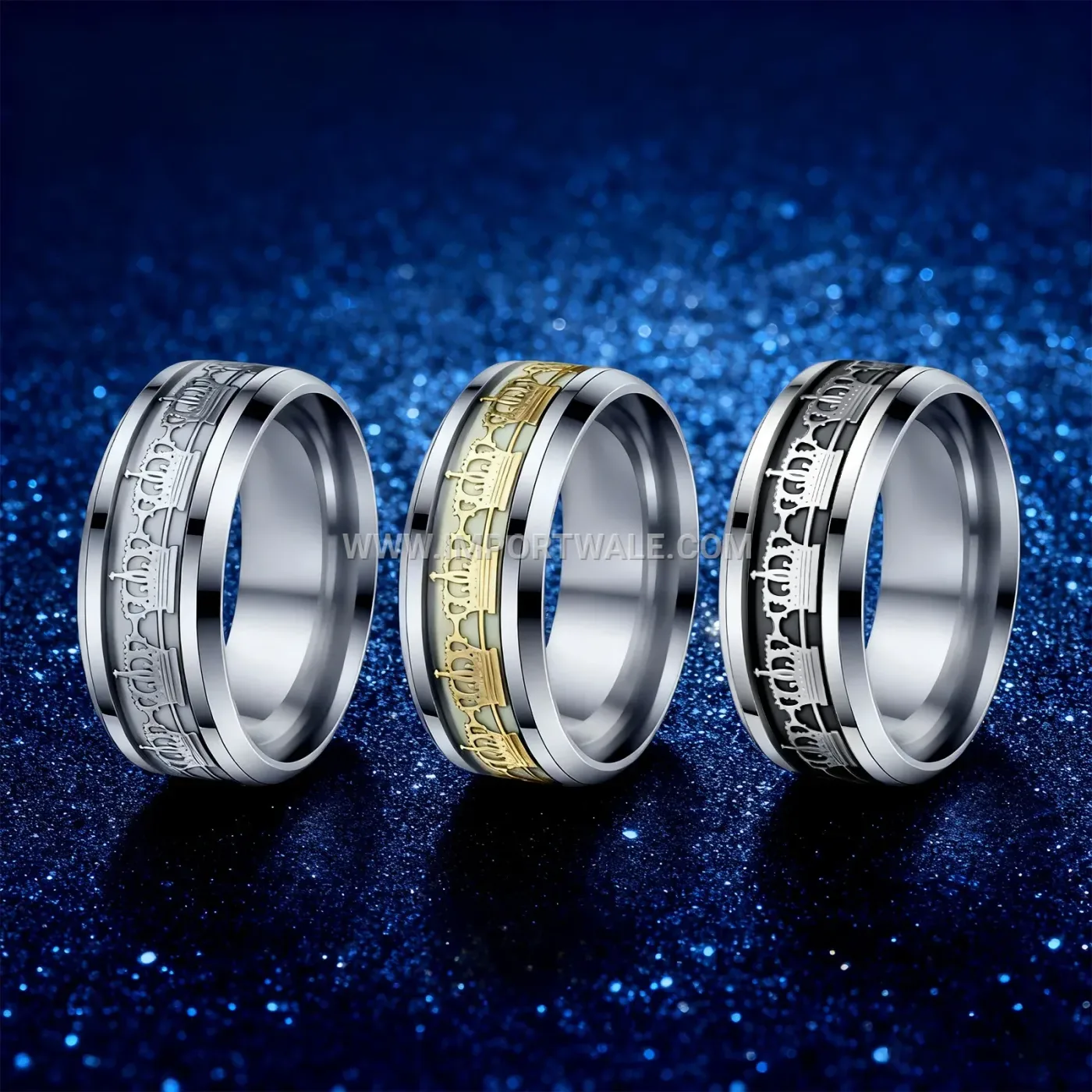 Luminous Crown Stainless Steel Unisex Band Ring
