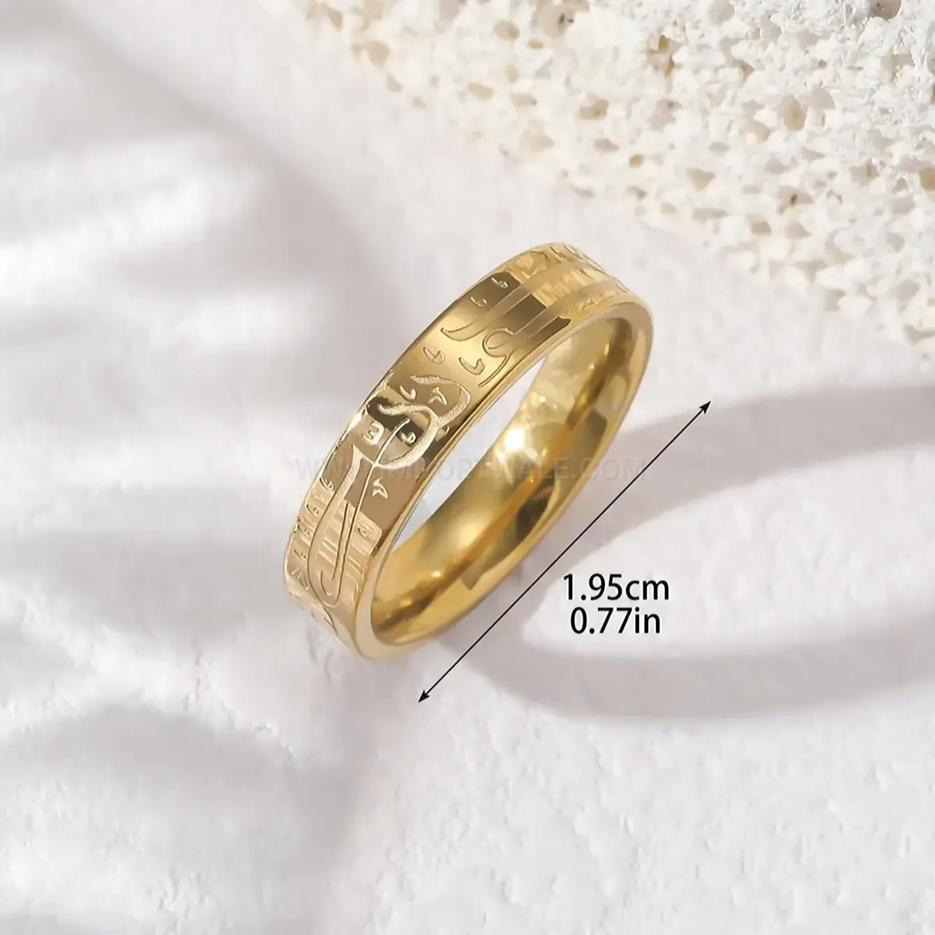 Bold Stainless Steel Engraved Calligraphy Script Ring