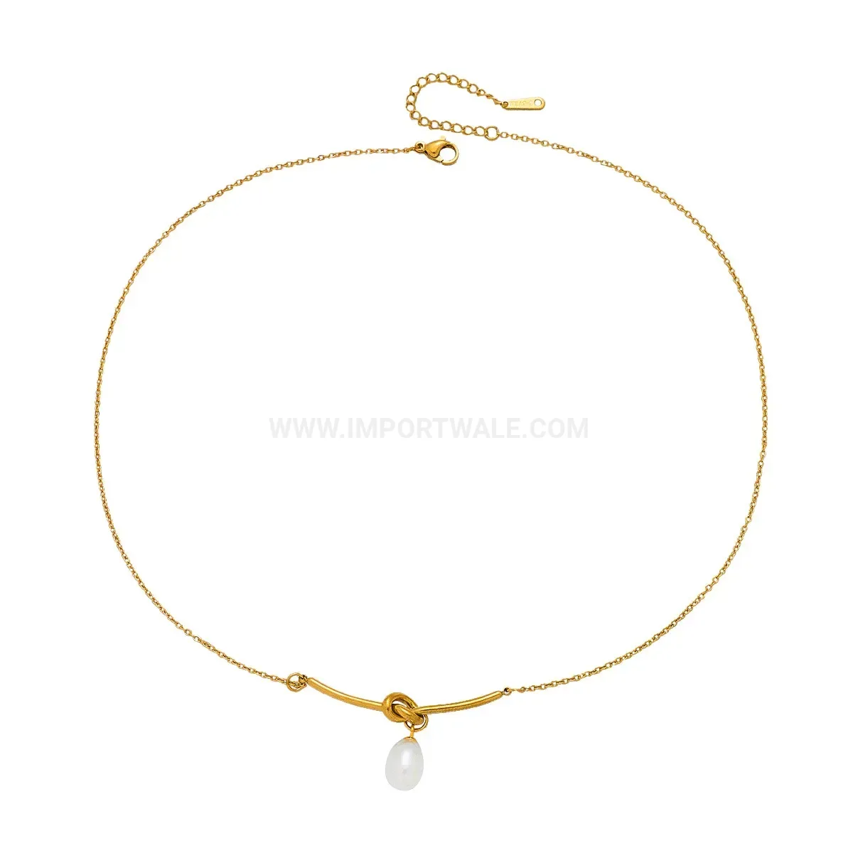 Stainless Steel Knot Pearl Pendant Choker Necklace