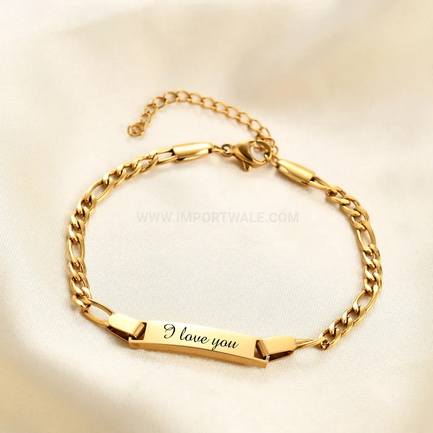 Adjustable Five Millimeter Curved Bar Stainless Steel Kids ID Bracelet