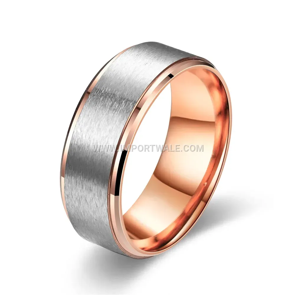 Two Tone Smooth Stainless Steel Pinky Band Ring