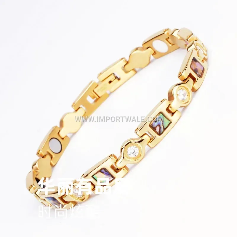 Minimalist U Shape Shell Accent Titanium Steel Bracelet