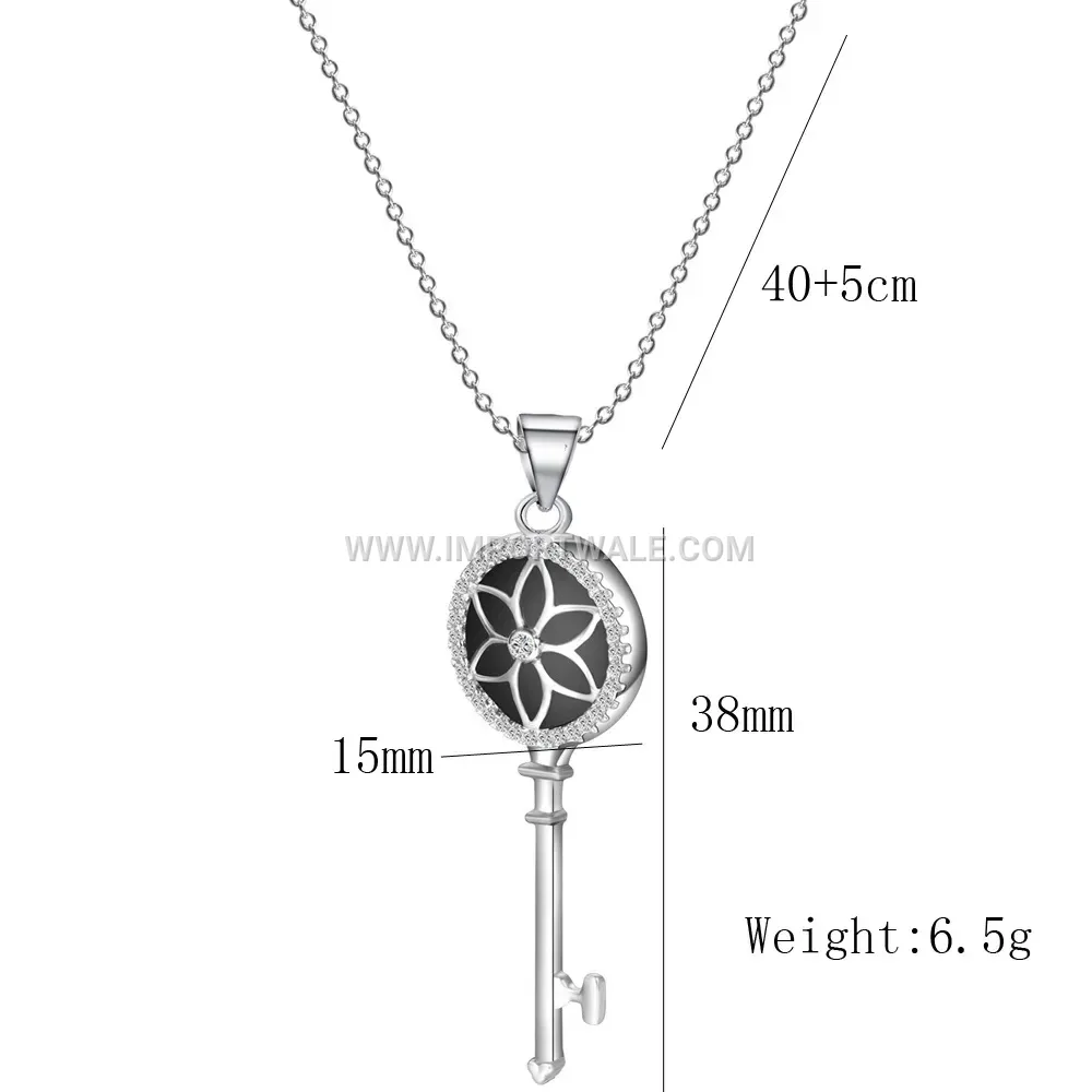 Rhinestone Key Pendant Stainless Steel Necklace for Women
