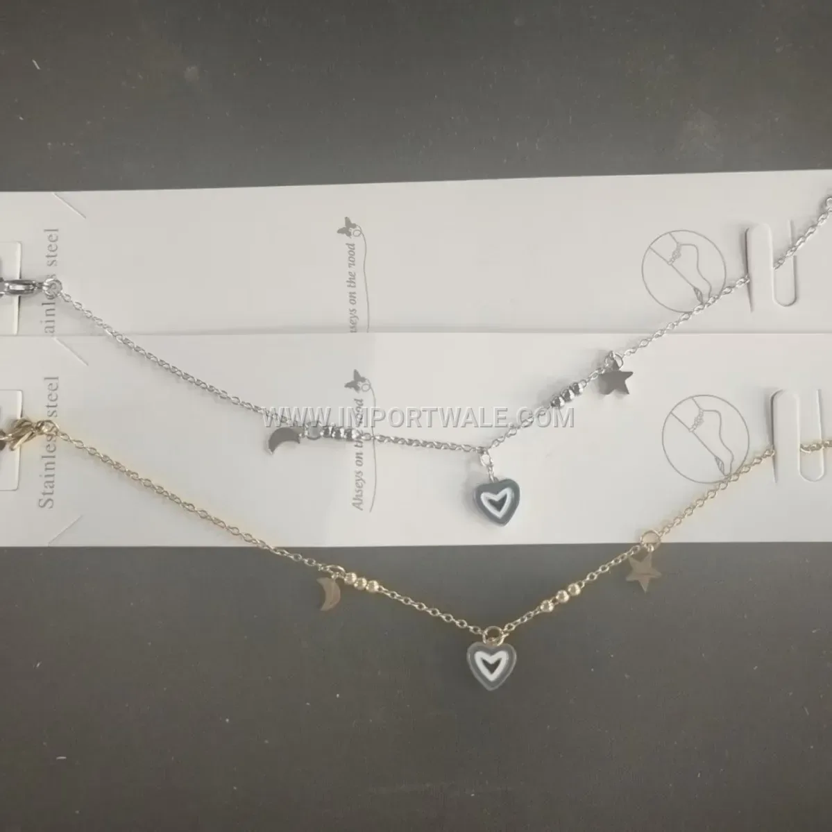 Delicate Stainless Steel Heart Charm Anklet for Women