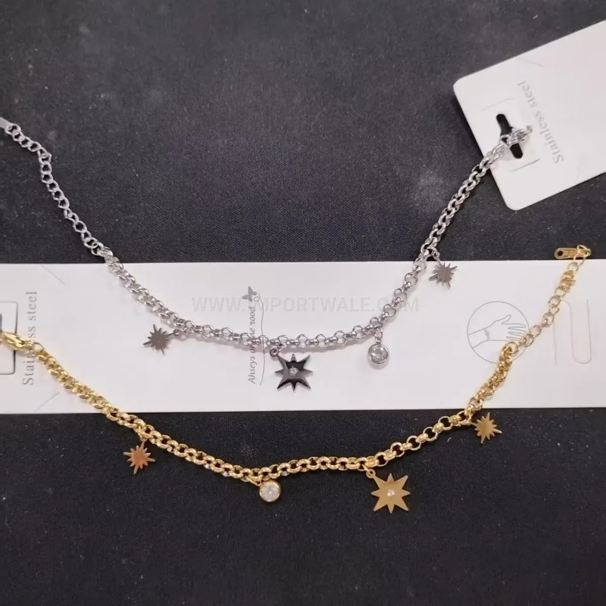 Chic Rhinestone Eight-Pointed Star Stainless Steel Bracelet