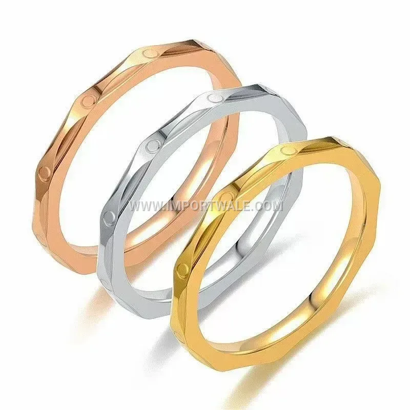 Engraved Diamond Texture Stainless Steel Band Ring