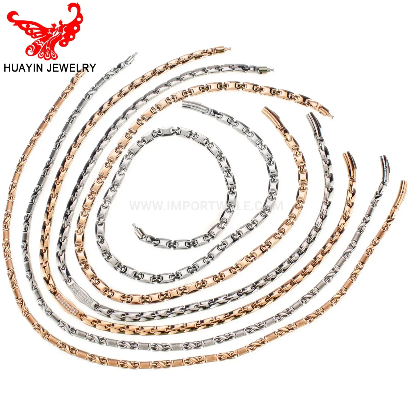 Elegant Pure Titanium Bio Magnetic Therapy Geometric Chain Necklace