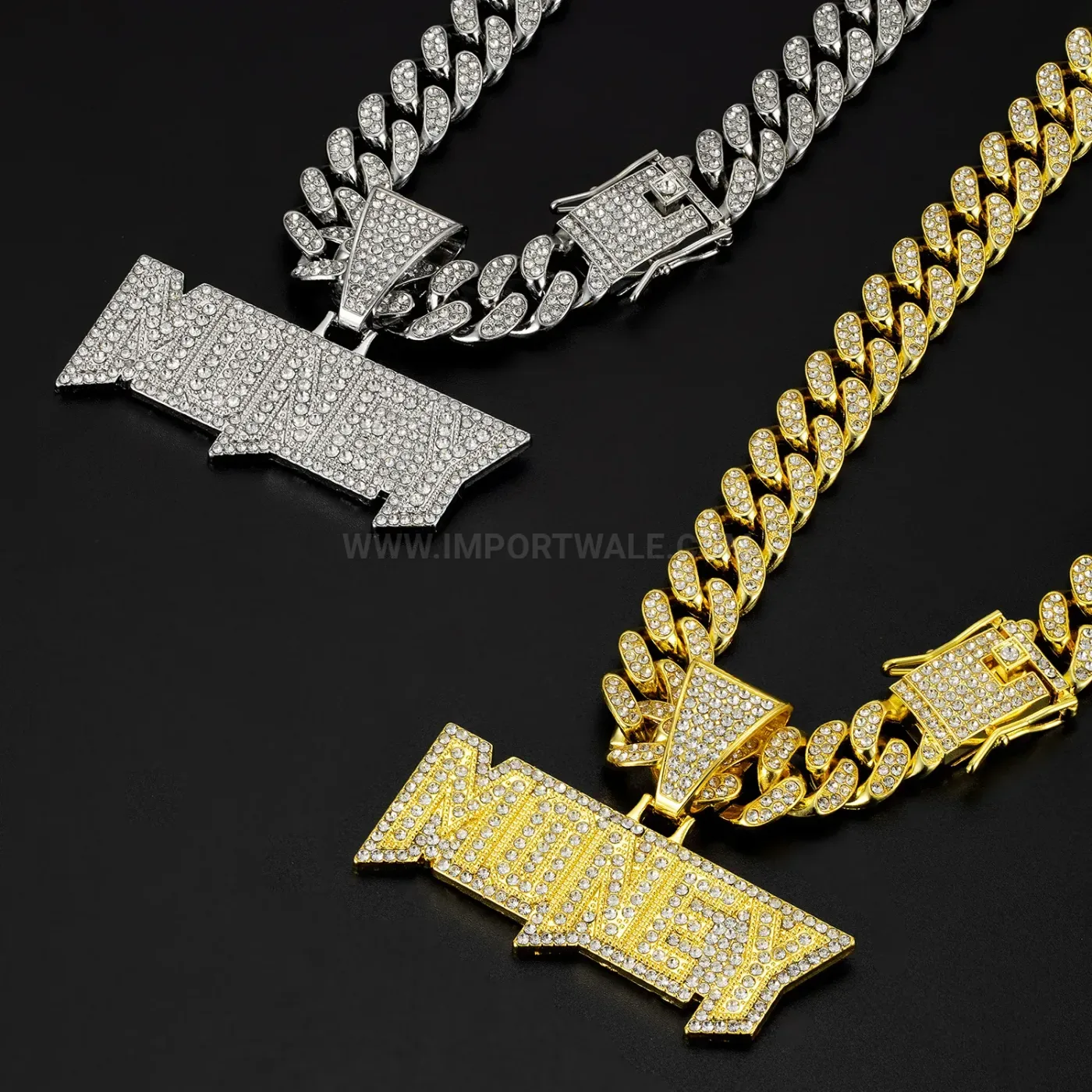 Full Rhinestone Money Letter Hip Hop Pendant