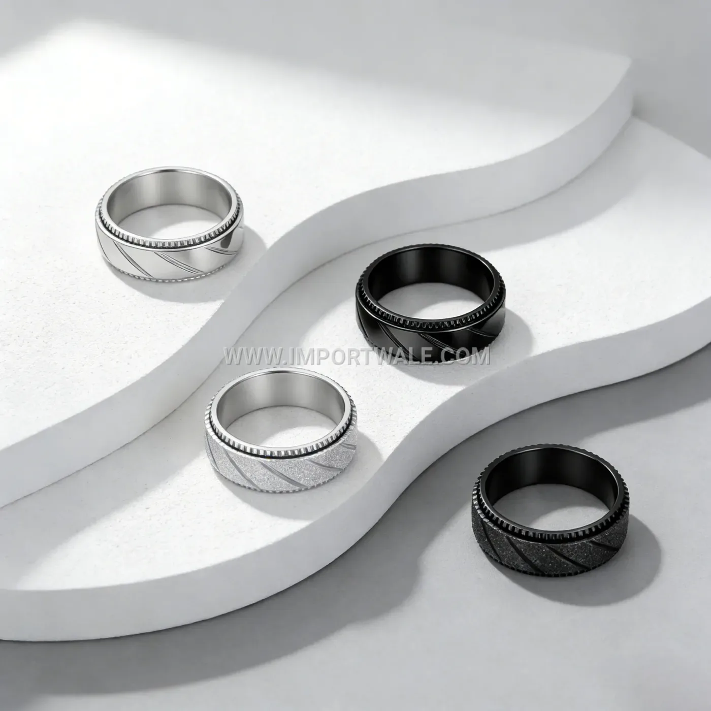 Gold Stainless Steel Frosted Band Ring