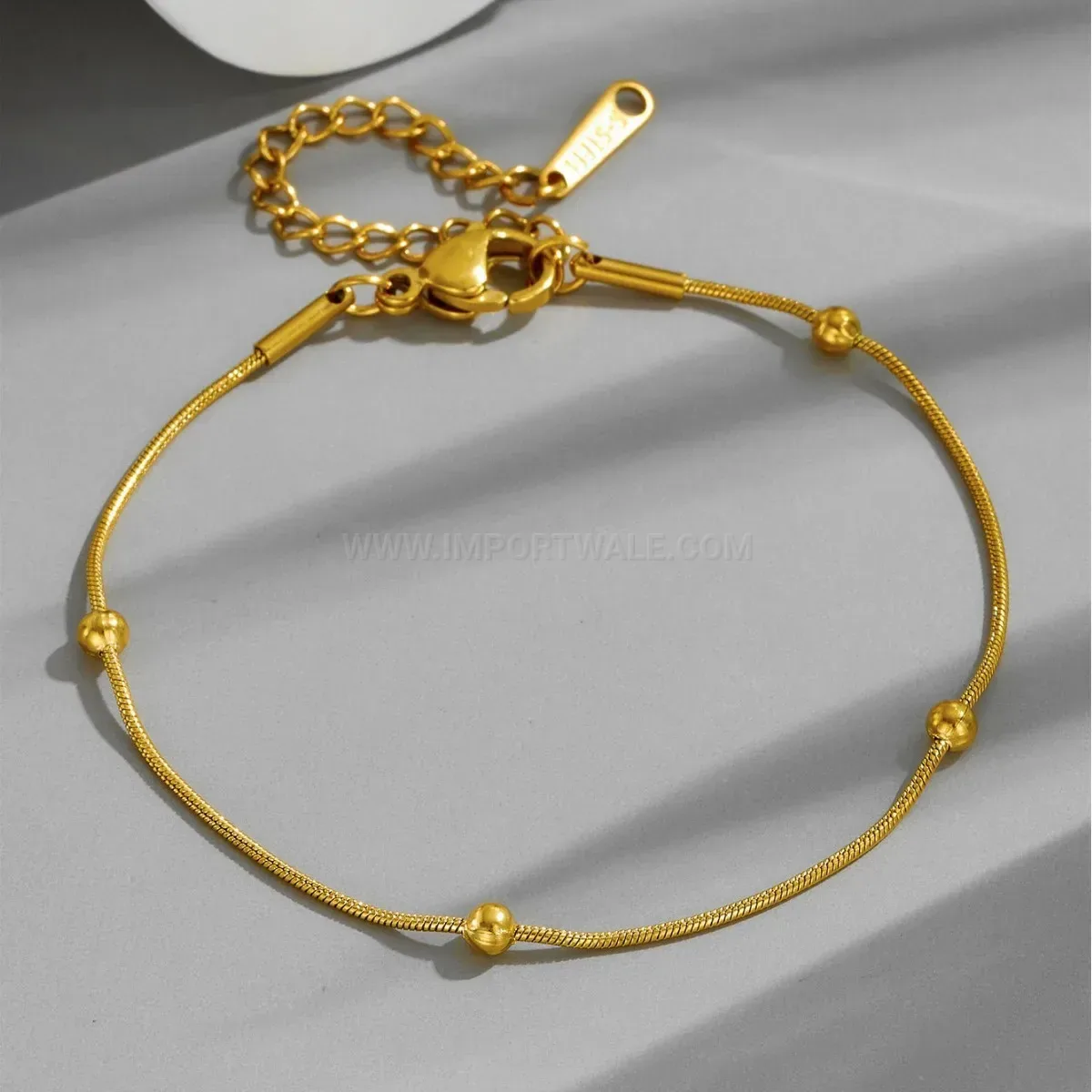 Double Layer Gold Plated Bead Snake Chain Bracelet