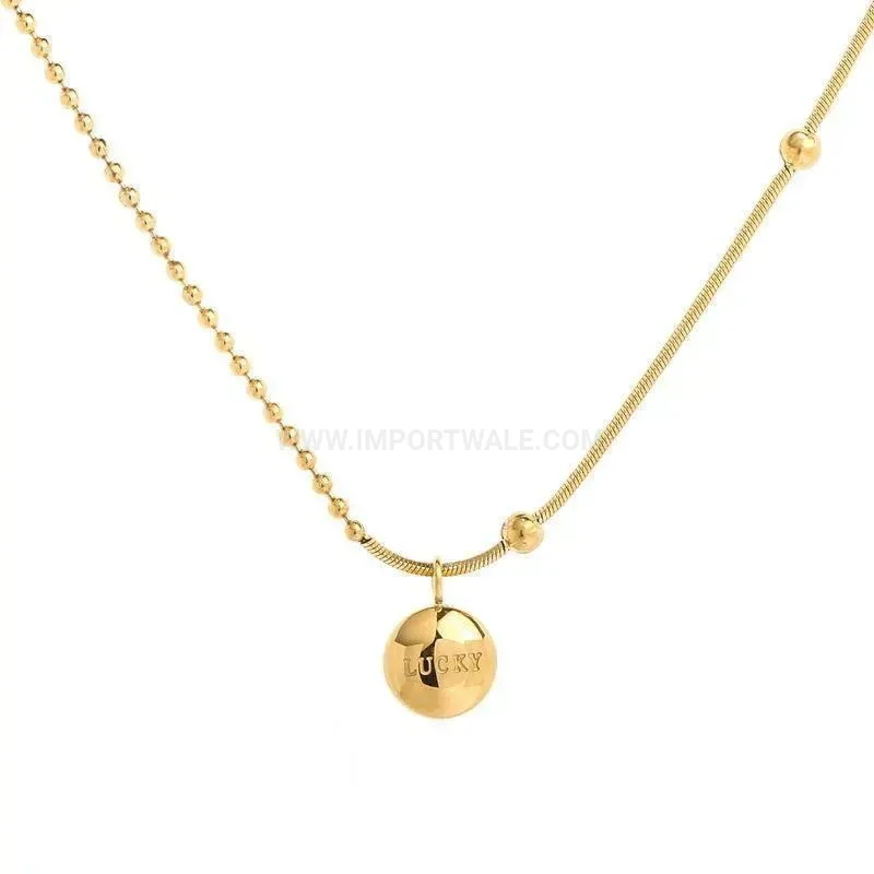 Modern Titanium Steel Gold Bean Snake Chain Jewelry Set