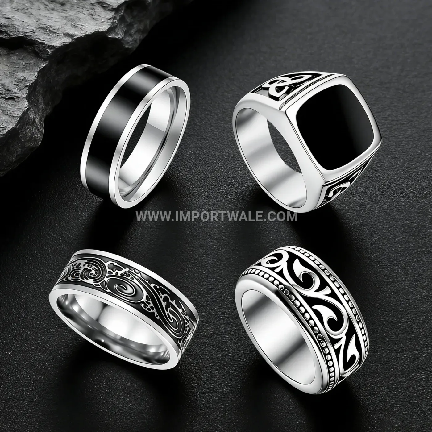 Polished Geometric Stainless Steel Band Ring