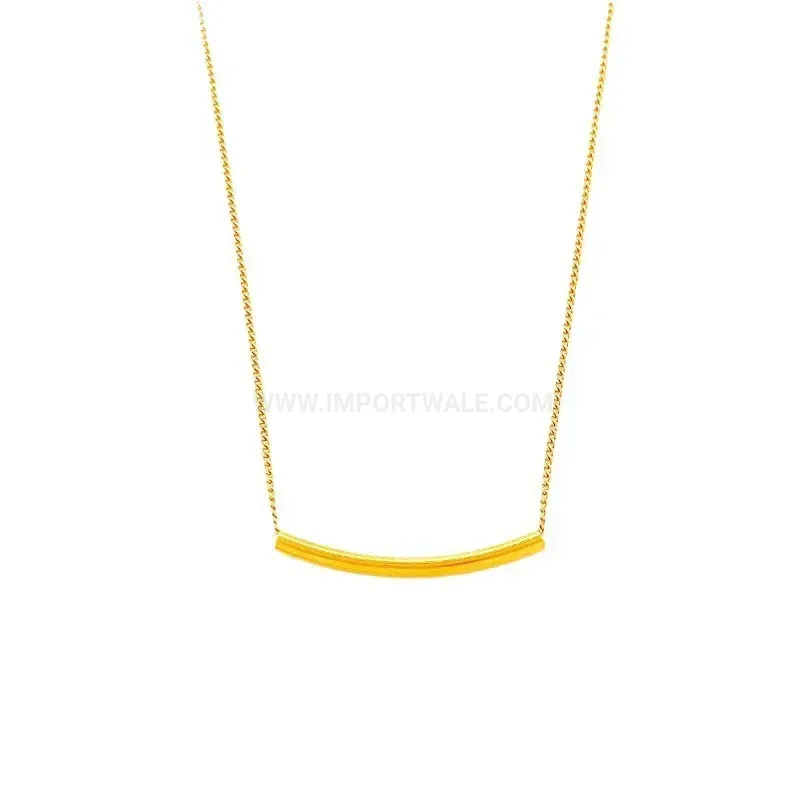 Fashion Minimalist Titanium Steel Geometric Curved Bar Smile Pendant Necklace