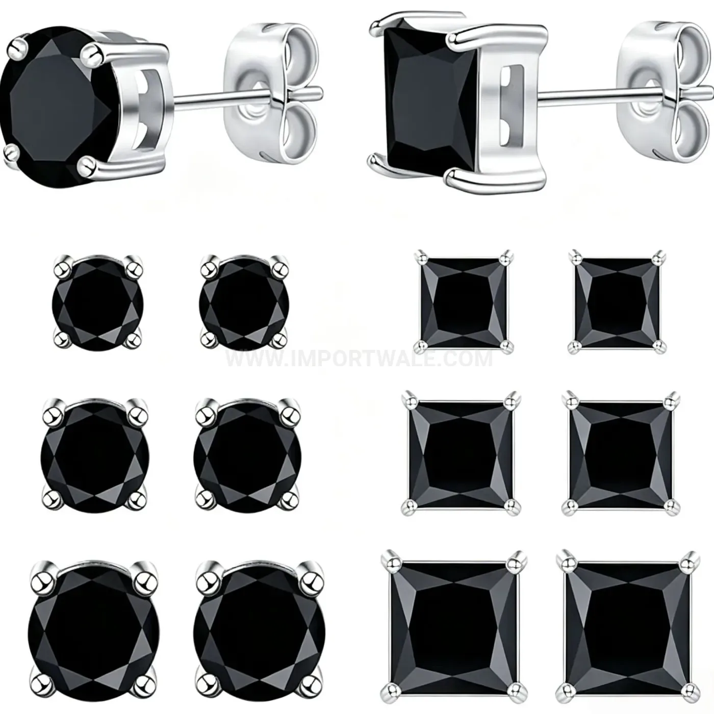 Chic Prong Set Zirconia Stainless Steel Piercing Stud Set