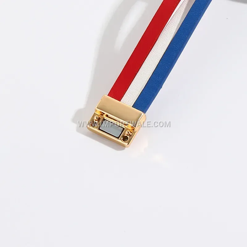 Tricolor Faux Leather Heart Charm Magnetic Bracelet
