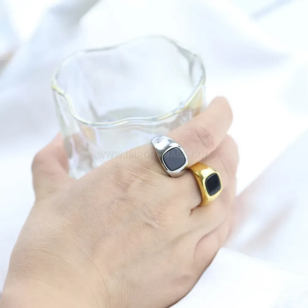 Designer Geometric Square Crystal Stainless Steel Ring