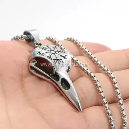 Norse Viking Raven Head Titanium Steel Pendant