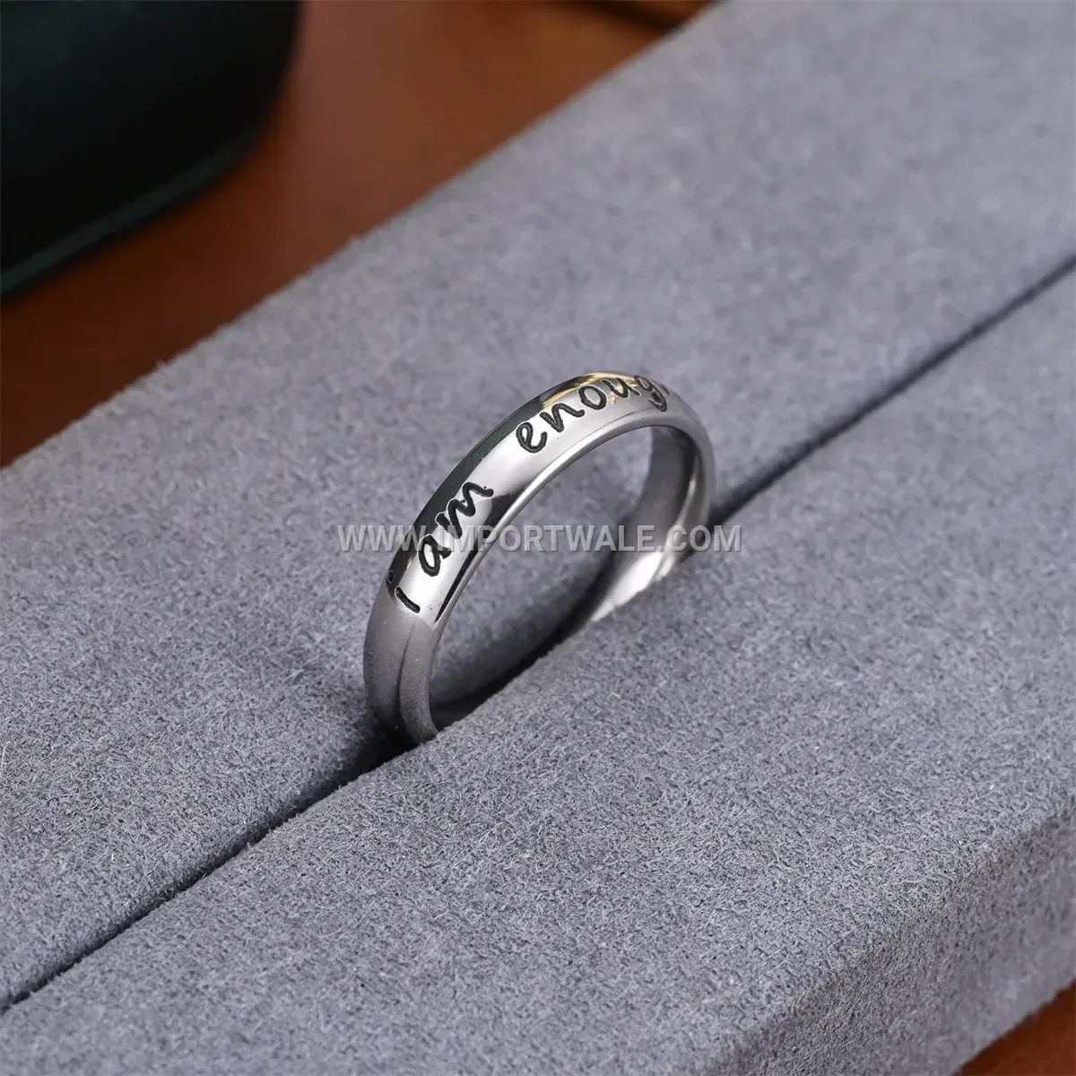 Engraved Stainless Steel Affirmation Band Ring